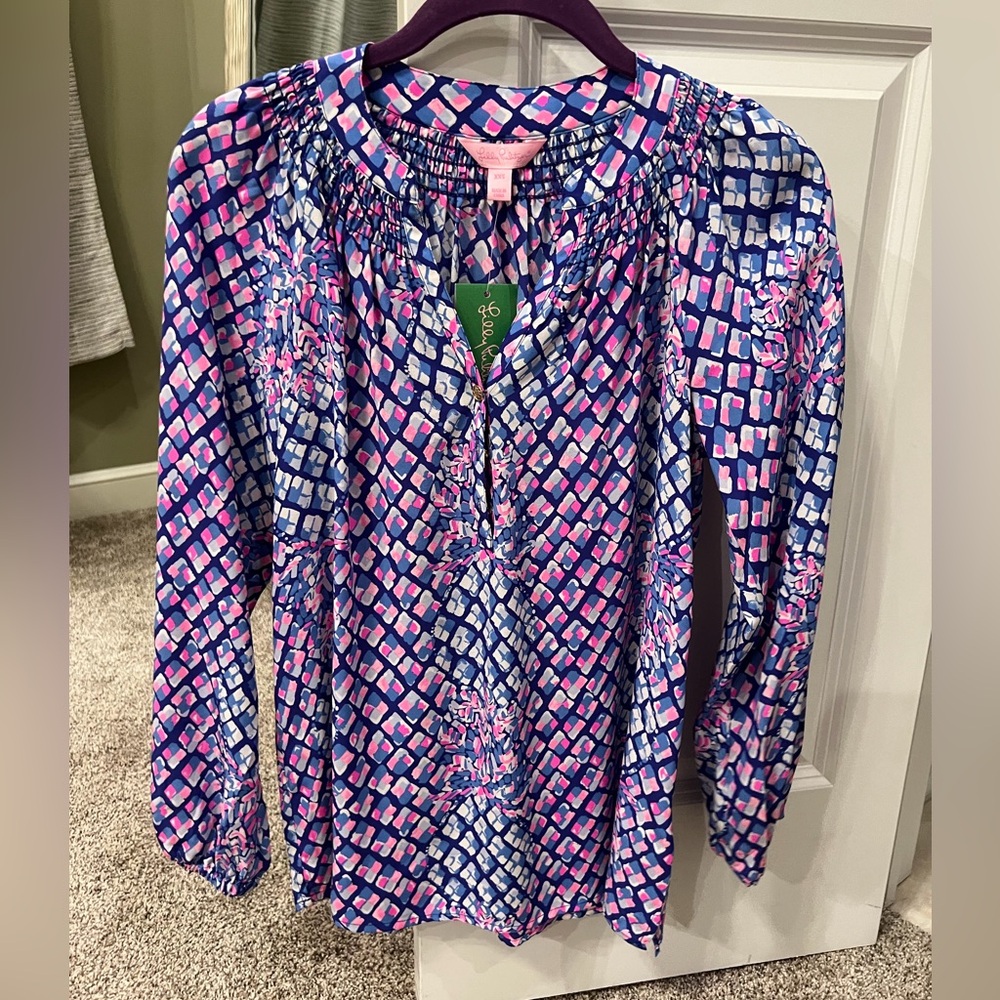 NWT Lilly Pulitzer Elsa Top Royal Purple Pop Up Toe In XXS